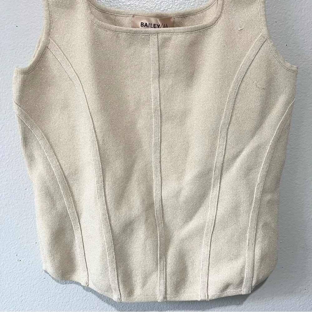 BAILEY/44-NWT Nude Neutral Light Tan Sleeveless Sparkly Top Size L - Picture 2 of 5